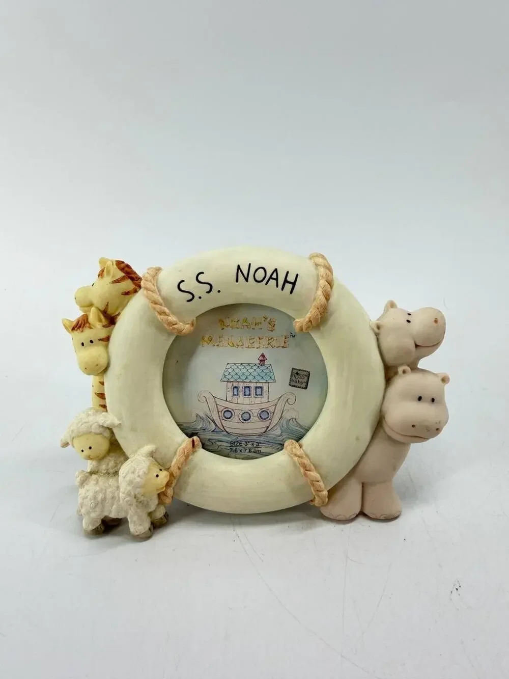 Russ Noah's Menagerie S.S. Noah Photo Frame Resin Ark Animals Baby Nursery Decor